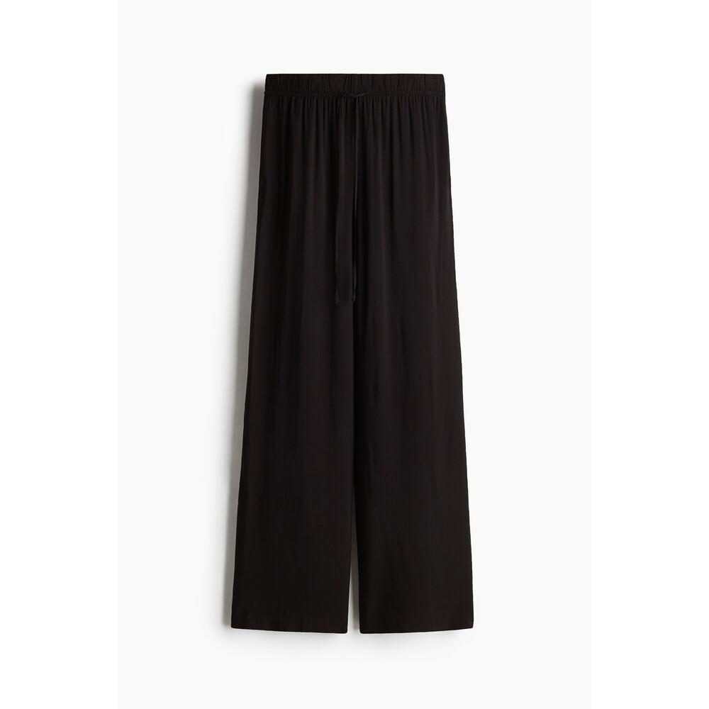 H&M Viscose Drawstring Straight Legs High Waist Pants Black XS